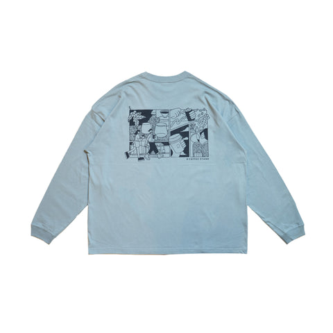 「コーヒーのある生活」Long Sleeve T-shirt   -BLUE-