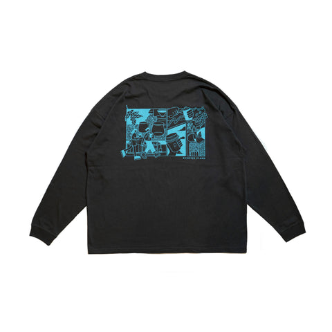 「コーヒーのある生活」Long Sleeve T-shirt   -SUMI-　オンラインストア限定pake付き